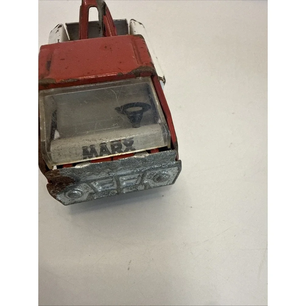 Vintage Marx‎ Pressed Steel Tow Truck Wrecker Red/White1968 6